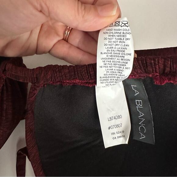 LA BLANCA Bikini Swimsuit Top Red Black Heather color women’s size 6 strappy - Picture 2 of 5